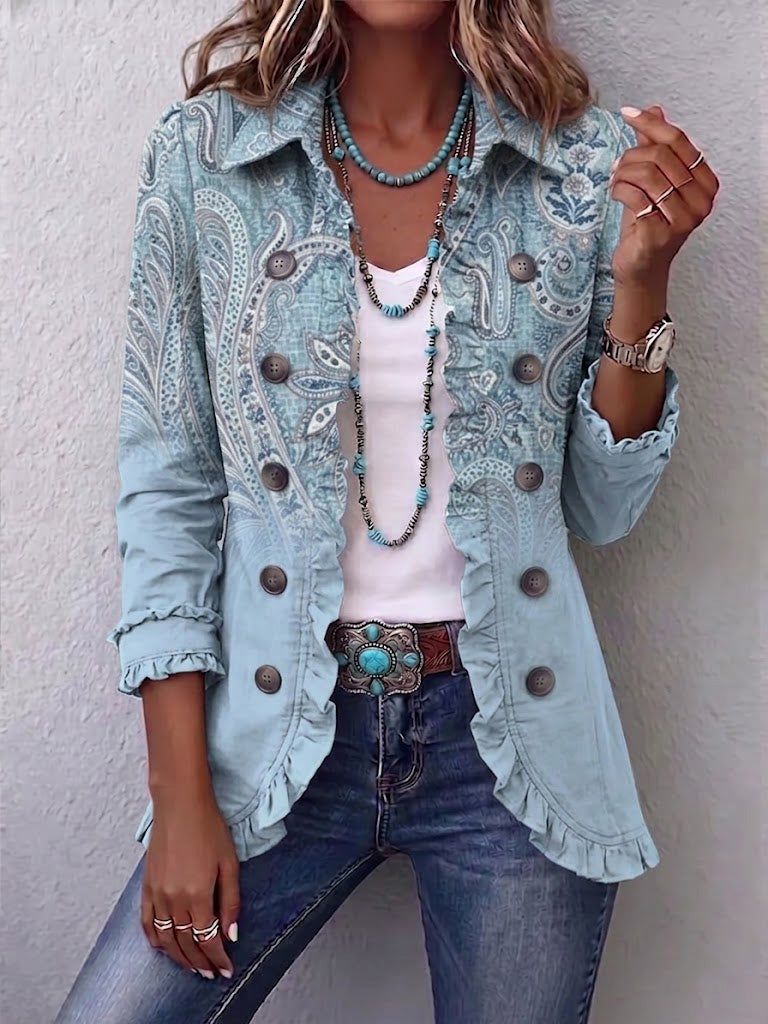 Teresina | Chaqueta Estampado Cachemira Vintage Celeste