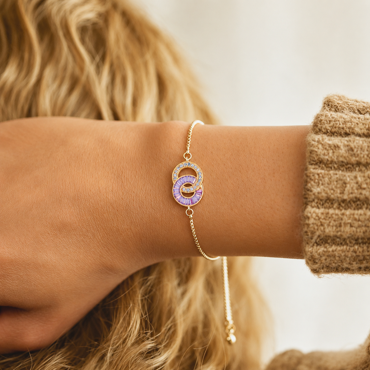 Pulsera de Piedras de Nacimiento Enlazadas Abuela y Nieta