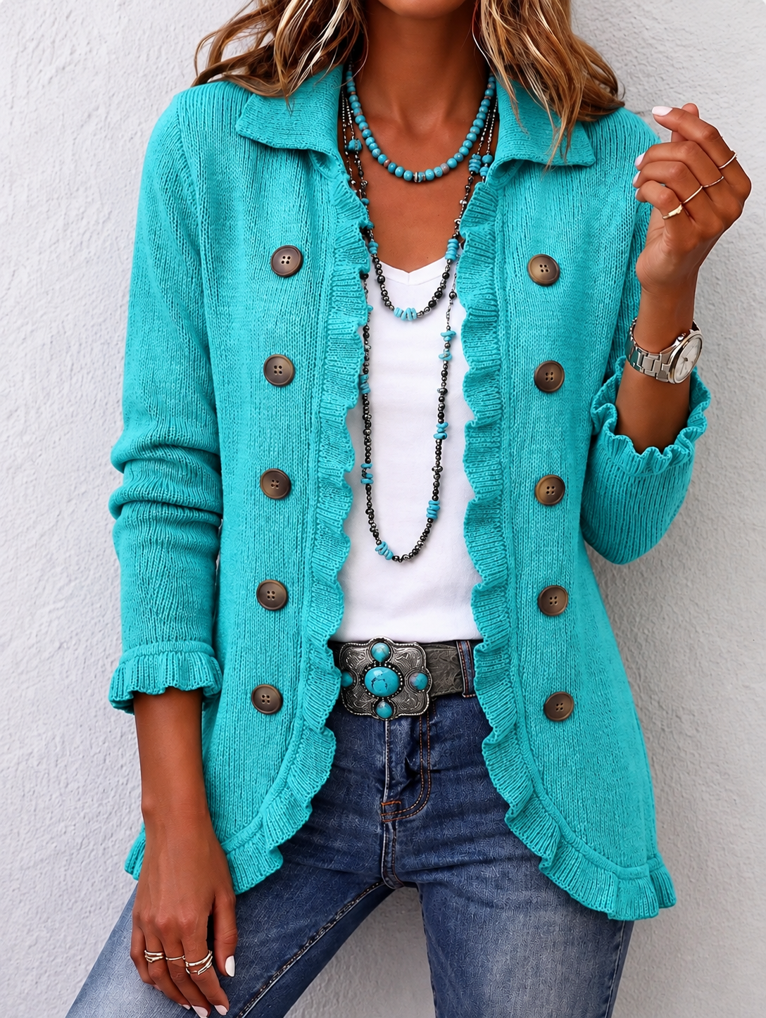 Rosalia | Chaqueta de Punto Turquesa