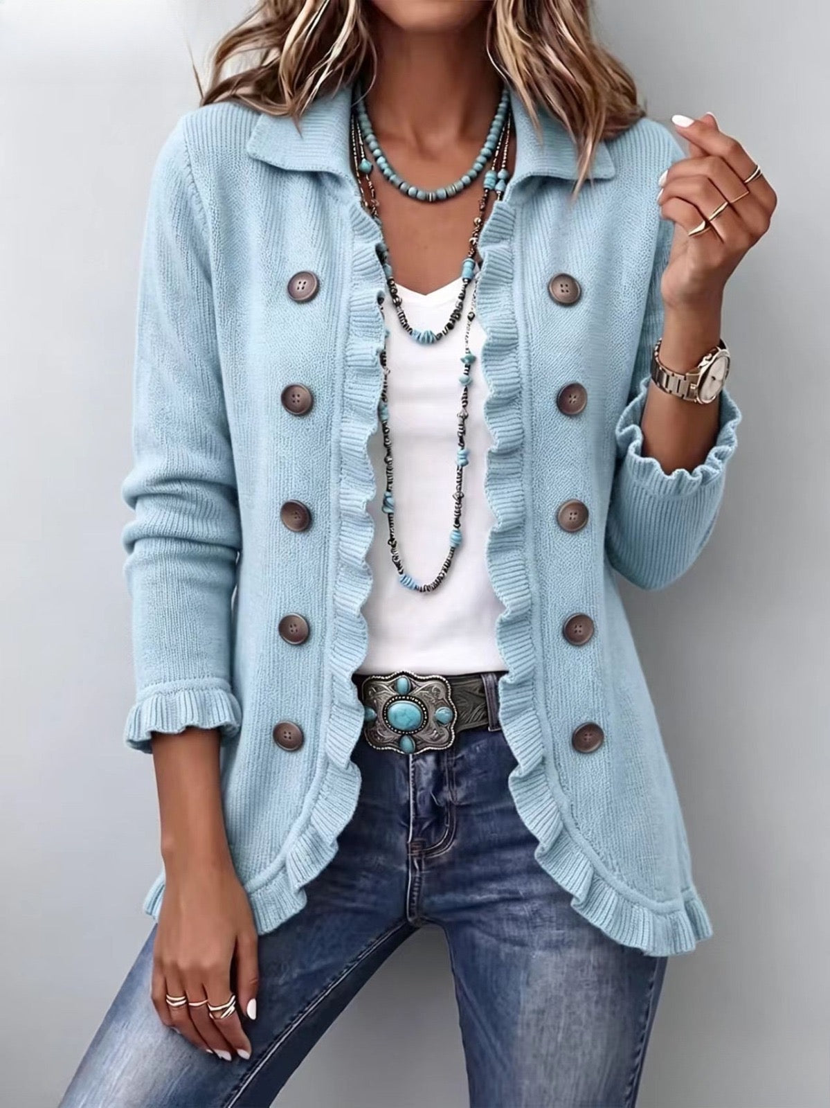 Consolata | Chaqueta de Punto Azul Empolvado