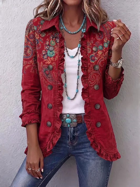 Serafina | Chaqueta Estampado Cachemira Roja