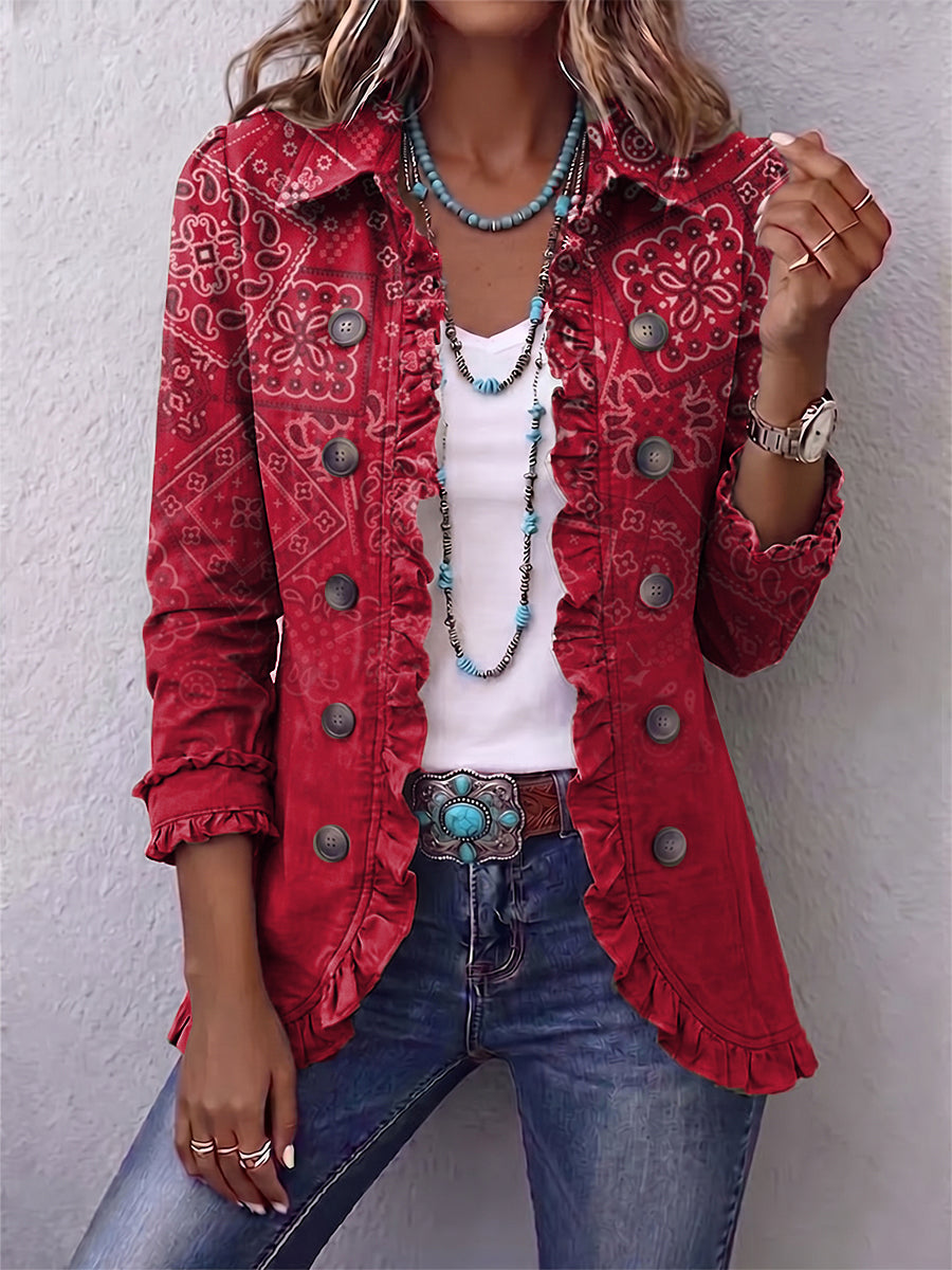 Santina | Chaqueta Estampado Cachemira Degradado Rojo