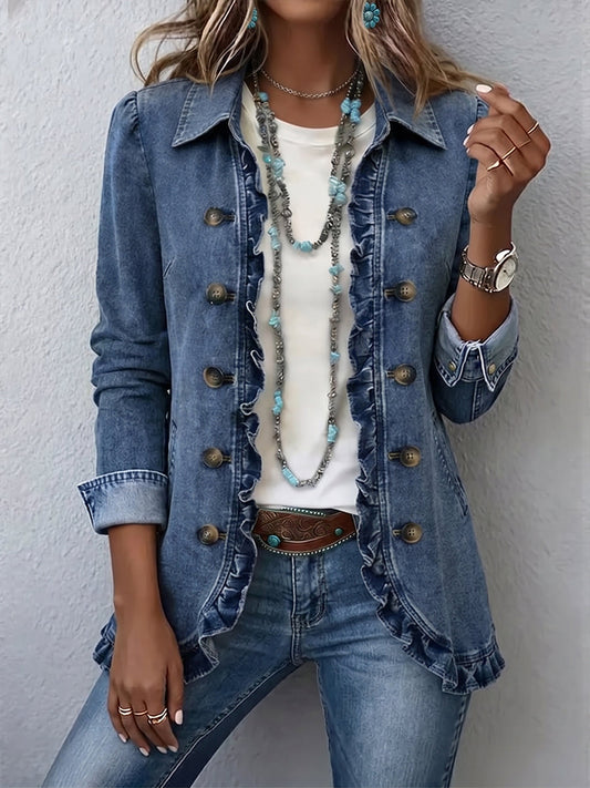 Filomena | Chaqueta Azul Medio con Volantes